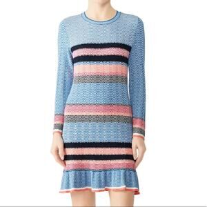 Tanya Taylor | Women’s Beta Stripe Knit Dress Long Sleeve Colorblock Blue & Pink